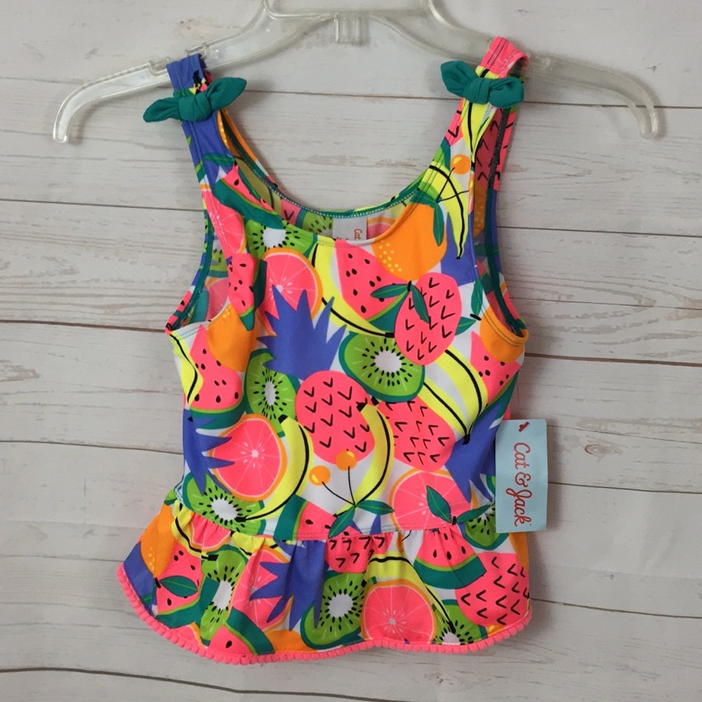 Cat & Jack Sz L (10-12) Swim Top Fruit Print